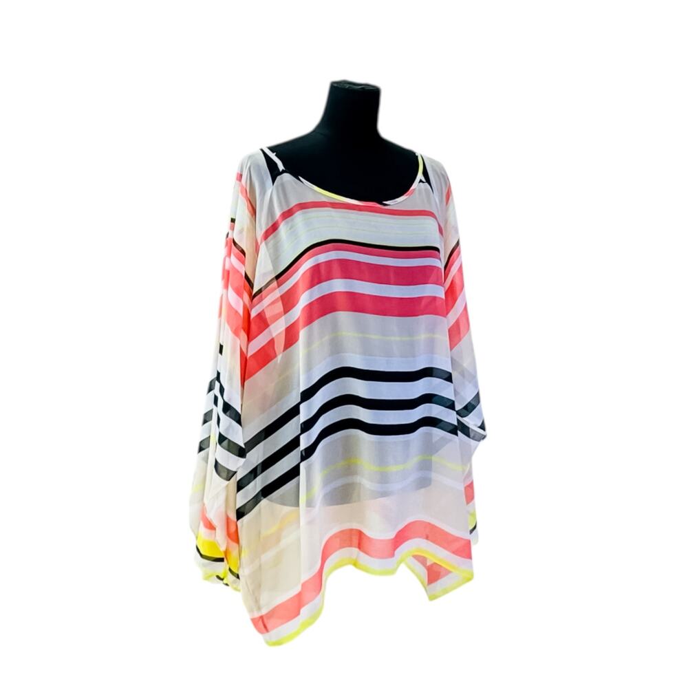 Calvin Klein Plus Size Multicolor Striped Swim Kaftan Cover-Up 3X - Picture 3 of 10